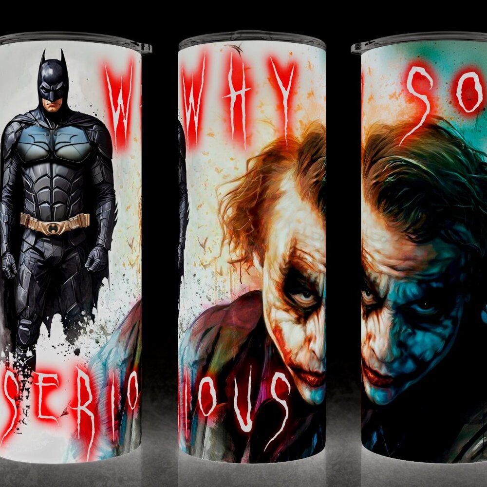 Joker and Batman Why So Serious Comic Book Villain Cup Mug Tumbler